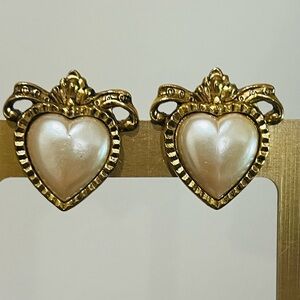 Robert Rose Vintage Heart CLIP ON EARRINGS
